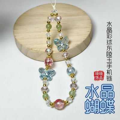 水晶蝴蝶手机链